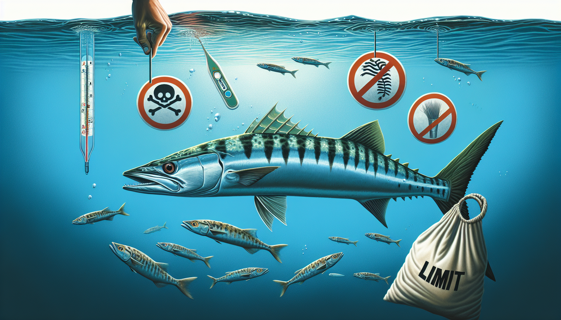 Illustration of barracuda safety and conservation measures