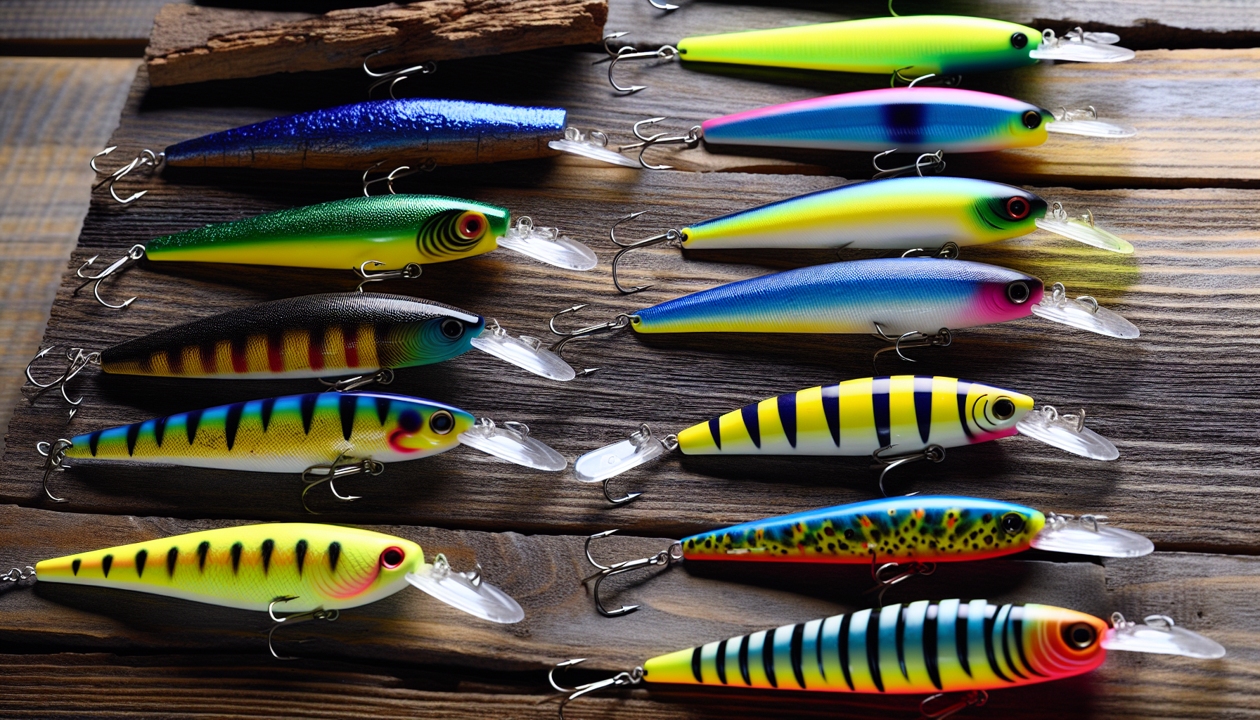 An assortment of colorful artificial lures for targeting mahi mahi