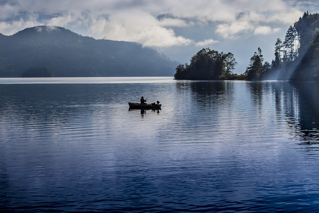 lake, fishing, boat