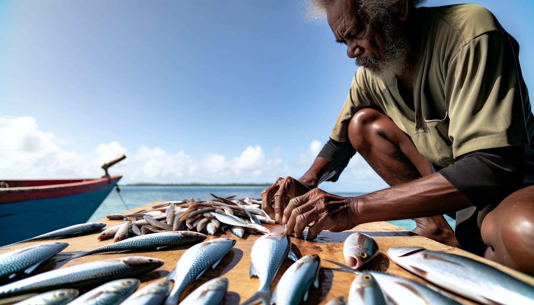 Preparation of live bait for shark fishing