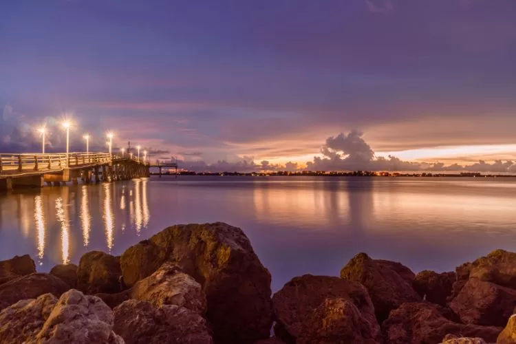 Sunset over Sarasota bay in Florida
